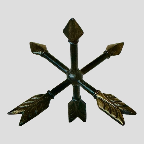 Metallic Arrow Sculpture Center Crossing Triple Arrows Accent Tabletop Decor - Picture 5 of 15